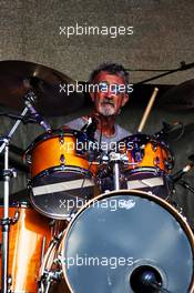 Eddie Jordan (IRE) with this band The Robbers on stage at the Sahara Force India F1 Team Fan Zone. 06.07.2018. Formula 1 World Championship, Rd 10, British Grand Prix, Silverstone, England, Practice Day.