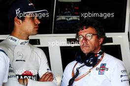 Lance Stroll (CDN) Williams with Luca Baldisserri (ITA) Williams Race Engineer. 06.07.2018. Formula 1 World Championship, Rd 10, British Grand Prix, Silverstone, England, Practice Day.