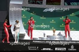1st place Sebastian Vettel (GER) Ferrari SF71H, 2nd place Lewis Hamilton (GBR) Mercedes AMG F1 W09 and 3rd place Kimi Raikkonen (FIN) Ferrari SF71H.  08.07.2018. Formula 1 World Championship, Rd 10, British Grand Prix, Silverstone, England, Race Day.