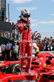 Race winner Sebastian Vettel (GER) Ferrari celebrates in parc ferme. 08.07.2018. Formula 1 World Championship, Rd 10, British Grand Prix, Silverstone, England, Race Day.