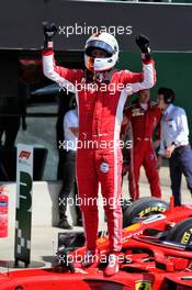 Race winner Sebastian Vettel (GER) Ferrari SF71H celebrates in parc ferme. 08.07.2018. Formula 1 World Championship, Rd 10, British Grand Prix, Silverstone, England, Race Day.
