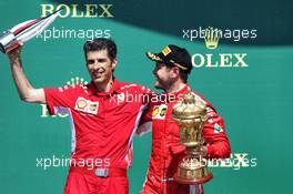 The podium (L to R): Claudio Albertini (ITA) Ferrari with race winner Sebastian Vettel (GER) Ferrari. 08.07.2018. Formula 1 World Championship, Rd 10, British Grand Prix, Silverstone, England, Race Day.