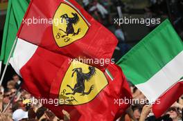 Ferrari Flags. 08.07.2018. Formula 1 World Championship, Rd 10, British Grand Prix, Silverstone, England, Race Day.