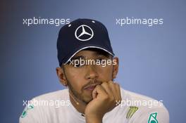 Lewis Hamilton (GBR) Mercedes AMG F1 in the post race FIA Press Conference. 08.07.2018. Formula 1 World Championship, Rd 10, British Grand Prix, Silverstone, England, Race Day.