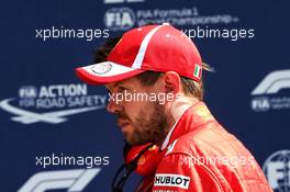 Sebastian Vettel (GER) Ferrari in qualifying parc ferme - tape on a neck injury. 07.07.2018. Formula 1 World Championship, Rd 10, British Grand Prix, Silverstone, England, Qualifying Day.