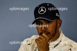 Lewis Hamilton (GBR) Mercedes AMG F1 in the FIA Press Conference. 07.07.2018. Formula 1 World Championship, Rd 10, British Grand Prix, Silverstone, England, Qualifying Day.