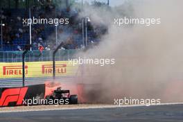Brendon Hartley (NZL) Scuderia Toro Rosso STR13 crashed in the third practice session. 07.07.2018. Formula 1 World Championship, Rd 10, British Grand Prix, Silverstone, England, Qualifying Day.