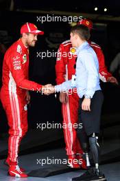 Sebastian Vettel (GER) Ferrari and Kimi Raikkonen (FIN) Ferrari with Billy Monger (GBR) Racing Driver. 07.07.2018. Formula 1 World Championship, Rd 10, British Grand Prix, Silverstone, England, Qualifying Day.
