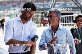 (L to R): Mark Webber (AUS) Channel 4 Presenter with Eddie Jordan (IRE). 07.07.2018. Formula 1 World Championship, Rd 10, British Grand Prix, Silverstone, England, Qualifying Day.