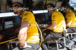 Cyril Abiteboul (FRA) Renault Sport F1 Managing Director and Ciaron Pilbeam (GBR) Renault Sport F1 Team Chief Race Engineer - Incredibles 2. 07.07.2018. Formula 1 World Championship, Rd 10, British Grand Prix, Silverstone, England, Qualifying Day.