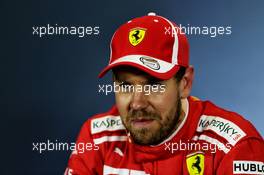 Sebastian Vettel (GER) Ferrari in the FIA Press Conference. 07.07.2018. Formula 1 World Championship, Rd 10, British Grand Prix, Silverstone, England, Qualifying Day.