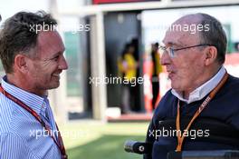 (L to R): Christian Horner (GBR) Red Bull Racing Team Principal with Frank Williams (GBR) Williams Team Owner. 05.07.2018. Formula 1 World Championship, Rd 10, British Grand Prix, Silverstone, England, Preparation Day.