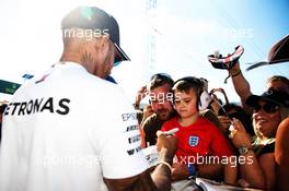 Lewis Hamilton (GBR) Mercedes AMG F1 signs autographs for the fans. 05.07.2018. Formula 1 World Championship, Rd 10, British Grand Prix, Silverstone, England, Preparation Day.