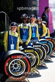 F1 In Schools children with Pirelli tyres. 05.07.2018. Formula 1 World Championship, Rd 10, British Grand Prix, Silverstone, England, Preparation Day.