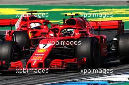 Kimi Raikkonen (FIN) Ferrari SF71H leads team mate Sebastian Vettel (GER) Ferrari SF71H. 20.07.2018. Formula 1 World Championship, Rd 11, German Grand Prix, Hockenheim, Germany, Practice Day.
