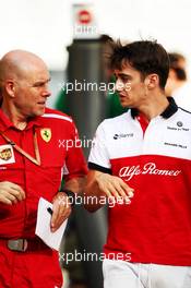 (L to R): Jock Clear (GBR) Ferrari Engineering Director with Charles Leclerc (MON) Sauber F1 Team. 20.07.2018. Formula 1 World Championship, Rd 11, German Grand Prix, Hockenheim, Germany, Practice Day.