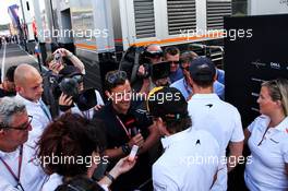 Will Buxton (GBR) F1 Digital Presenter with Fernando Alonso (ESP) McLaren. 20.07.2018. Formula 1 World Championship, Rd 11, German Grand Prix, Hockenheim, Germany, Practice Day.