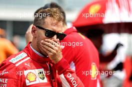 Sebastian Vettel (GER) Ferrari on the grid. 22.07.2018. Formula 1 World Championship, Rd 11, German Grand Prix, Hockenheim, Germany, Race Day.