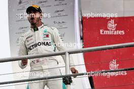 Race winner Lewis Hamilton (GBR) Mercedes AMG F1 celebrates on the podium. 22.07.2018. Formula 1 World Championship, Rd 11, German Grand Prix, Hockenheim, Germany, Race Day.