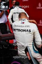 Valtteri Bottas (FIN) Mercedes AMG F1 in parc ferme with team mate Lewis Hamilton (GBR) Mercedes AMG F1 interviewed by David Coulthard (GBR) Channel 4 F1 Commentator. 22.07.2018. Formula 1 World Championship, Rd 11, German Grand Prix, Hockenheim, Germany, Race Day.