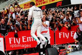 Race winner Lewis Hamilton (GBR) Mercedes AMG F1 W09 celebrates in parc ferme at the end of the race. 22.07.2018. Formula 1 World Championship, Rd 11, German Grand Prix, Hockenheim, Germany, Race Day.
