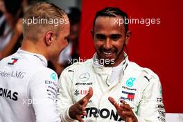 (L to R): Valtteri Bottas (FIN) Mercedes AMG F1 in parc ferme with race winner Lewis Hamilton (GBR) Mercedes AMG F1. 22.07.2018. Formula 1 World Championship, Rd 11, German Grand Prix, Hockenheim, Germany, Race Day.