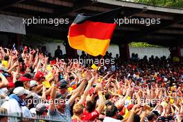 Fans in the grandstand. 22.07.2018. Formula 1 World Championship, Rd 11, German Grand Prix, Hockenheim, Germany, Race Day.