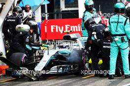 Valtteri Bottas (FIN) Mercedes AMG F1 W09 makes a pit stop. 22.07.2018. Formula 1 World Championship, Rd 11, German Grand Prix, Hockenheim, Germany, Race Day.