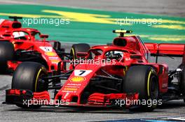 Kimi Raikkonen (FIN) Ferrari SF71H leads team mate Sebastian Vettel (GER) Ferrari SF71H. 22.07.2018. Formula 1 World Championship, Rd 11, German Grand Prix, Hockenheim, Germany, Race Day.