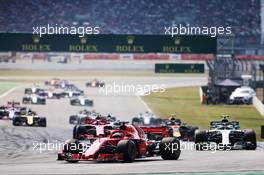 Sebastian Vettel (GER) Ferrari SF71H leads at the start of the race. 22.07.2018. Formula 1 World Championship, Rd 11, German Grand Prix, Hockenheim, Germany, Race Day.
