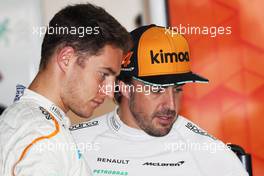 (L to R): Stoffel Vandoorne (BEL) McLaren with team mate Fernando Alonso (ESP) McLaren.