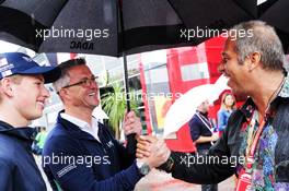 (L to R): David Schumacher (GER) Formula 4 Racing Driver with his father Ralf Schumacher (GER) and Kai Ebel (GER) RTL TV Presenter. 21.07.2018. Formula 1 World Championship, Rd 11, German Grand Prix, Hockenheim, Germany, Qualifying Day.
