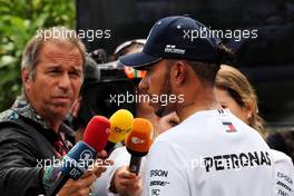 Lewis Hamilton (GBR) Mercedes AMG F1 with the media. 21.07.2018. Formula 1 World Championship, Rd 11, German Grand Prix, Hockenheim, Germany, Qualifying Day.