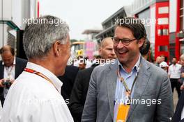 (L to R): Chase Carey (USA) Formula One Group Chairman with Andreas Scheuer (GER) German Minister of Transport. 22.07.2018. Formula 1 World Championship, Rd 11, German Grand Prix, Hockenheim, Germany, Race Day.