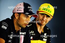 (L to R): Sergio Perez (MEX) Sahara Force India F1 and Nico Hulkenberg (GER) Renault Sport F1 Team in the FIA Press Conference. 19.07.2018. Formula 1 World Championship, Rd 11, German Grand Prix, Hockenheim, Germany, Preparation Day.