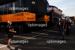 Sergio Perez (MEX) Sahara Force India F1 and team mate Esteban Ocon (FRA) Sahara Force India F1 Team play football in the paddock. 19.07.2018. Formula 1 World Championship, Rd 11, German Grand Prix, Hockenheim, Germany, Preparation Day.