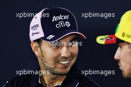 (L to R): Sergio Perez (MEX) Sahara Force India F1 with Nico Hulkenberg (GER) Renault Sport F1 Team in the FIA Press Conference. 19.07.2018. Formula 1 World Championship, Rd 11, German Grand Prix, Hockenheim, Germany, Preparation Day.