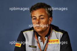 Mario Isola (ITA) Pirelli Racing Manager in the FIA Press Conference. 20.07.2018. Formula 1 World Championship, Rd 11, German Grand Prix, Hockenheim, Germany, Practice Day.