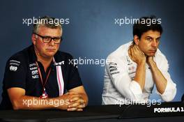 (L to R): Otmar Szafnauer (USA) Sahara Force India F1 Chief Operating Officer and Toto Wolff (GER) Mercedes AMG F1 Shareholder and Executive Director in the  FIA Press Conference. 20.07.2018. Formula 1 World Championship, Rd 11, German Grand Prix, Hockenheim, Germany, Practice Day.