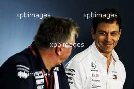 (L to R): Otmar Szafnauer (USA) Sahara Force India F1 Chief Operating Officer and Toto Wolff (GER) Mercedes AMG F1 Shareholder and Executive Director in the  FIA Press Conference. 20.07.2018. Formula 1 World Championship, Rd 11, German Grand Prix, Hockenheim, Germany, Practice Day.