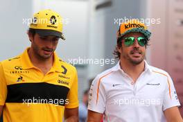 Carlos Sainz Jr (ESP) Renault F1 Team and Fernando Alonso (ESP) McLaren F1 20.07.2018. Formula 1 World Championship, Rd 11, German Grand Prix, Hockenheim, Germany, Practice Day.
