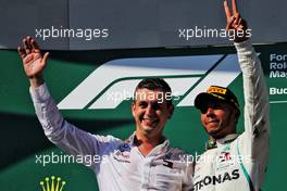 Race winner Lewis Hamilton (GBR) Mercedes AMG F1 celebrates on the podium. 29.07.2018. Formula 1 World Championship, Rd 12, Hungarian Grand Prix, Budapest, Hungary, Race Day.