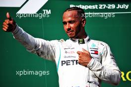 Race winner Lewis Hamilton (GBR) Mercedes AMG F1 celebrates on the podium. 29.07.2018. Formula 1 World Championship, Rd 12, Hungarian Grand Prix, Budapest, Hungary, Race Day.