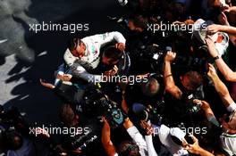Race winner Lewis Hamilton (GBR) Mercedes AMG F1 celebrates with the team in parc ferme. 29.07.2018. Formula 1 World Championship, Rd 12, Hungarian Grand Prix, Budapest, Hungary, Race Day.