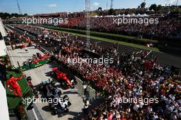 Kimi Raikkonen (FIN) Ferrari celebrates his third position on the podium. 29.07.2018. Formula 1 World Championship, Rd 12, Hungarian Grand Prix, Budapest, Hungary, Race Day.