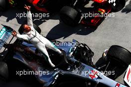 Race winner Lewis Hamilton (GBR) Mercedes AMG F1 W09 celebrates in parc ferme. 29.07.2018. Formula 1 World Championship, Rd 12, Hungarian Grand Prix, Budapest, Hungary, Race Day.