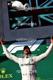 Race winner Lewis Hamilton (GBR) Mercedes AMG F1 celebrates on the podium. 29.07.2018. Formula 1 World Championship, Rd 12, Hungarian Grand Prix, Budapest, Hungary, Race Day.