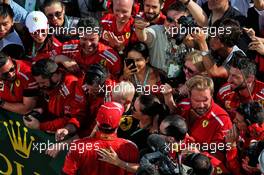 Kimi Raikkonen (FIN) Ferrari celebrates his second position with wife Minttu Raikkonen (FIN) and son Robin (FIN). 29.07.2018. Formula 1 World Championship, Rd 12, Hungarian Grand Prix, Budapest, Hungary, Race Day.