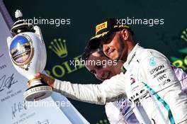 Race winner Lewis Hamilton (GBR) Mercedes AMG F1 celebrates on the podium. 29.07.2018. Formula 1 World Championship, Rd 12, Hungarian Grand Prix, Budapest, Hungary, Race Day.