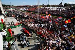 Race winner Lewis Hamilton (GBR) Mercedes AMG F1 and Sebastian Vettel (GER) Ferrari celebrate on the podium. 29.07.2018. Formula 1 World Championship, Rd 12, Hungarian Grand Prix, Budapest, Hungary, Race Day.